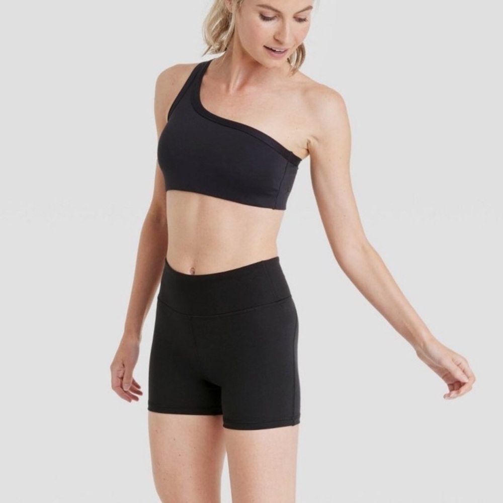 All In Motion Women's Brushed Sculpt Mid-Rise Bike Short 4" Inseam Black new 🆕
